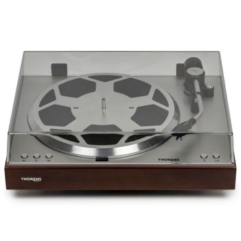 Thorens TD-404 DD walnut high gloss with cover closed